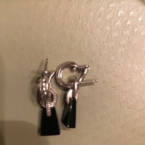 Judith Ripka sterling silver/onyx boxed earrings